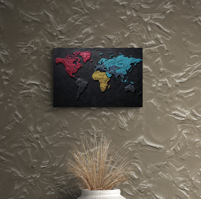 Textured World Map Canvas