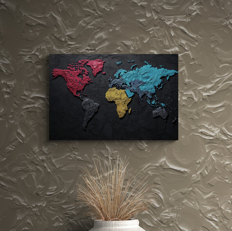 Textured World Map Canvas