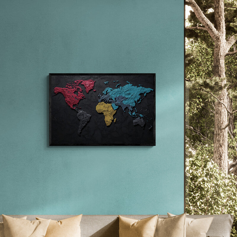 Textured World Map Canvas