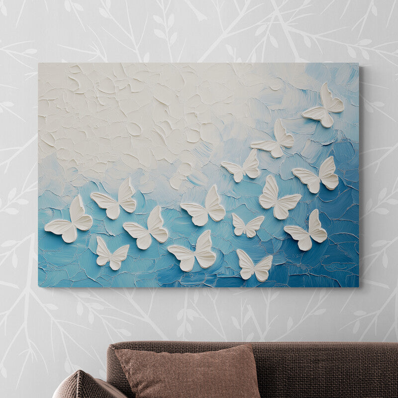 White Butterflies Canvas