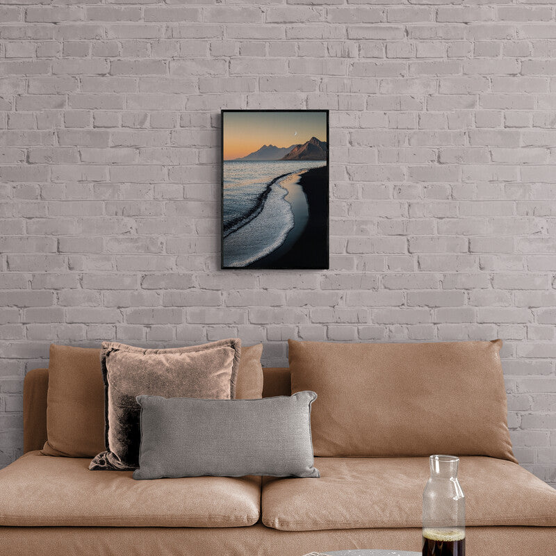 Twilight Waves on Black Sand Shore Canvas