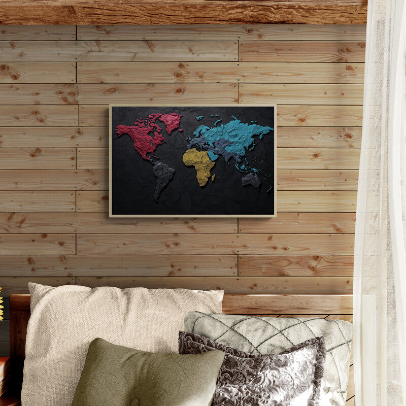 Textured World Map Canvas