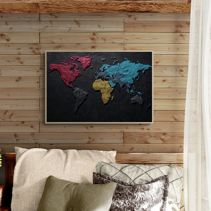 Textured World Map Canvas